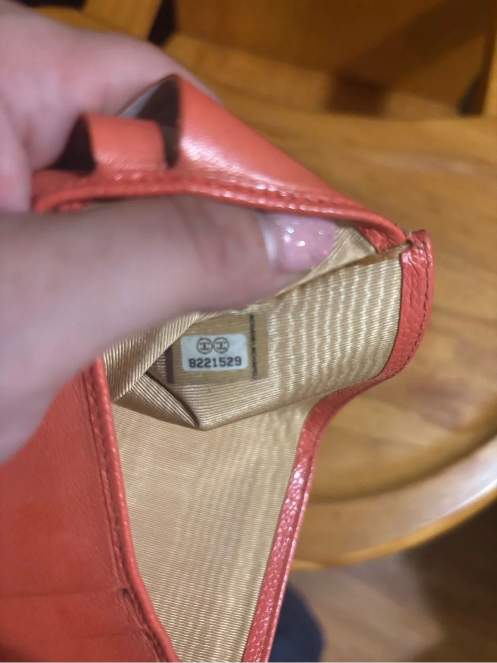 CHANEL Coral Textured Leather CC Compact Wallet